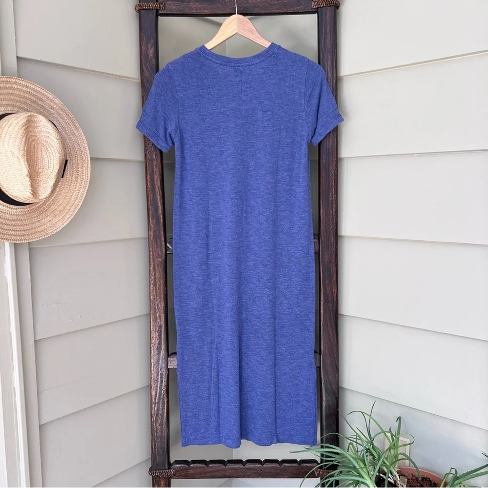 Jessica Simpson Finlee T-Shirt Dress Viscose Blend Pocket Slits Blue Womens XS - Picture 2 of 10